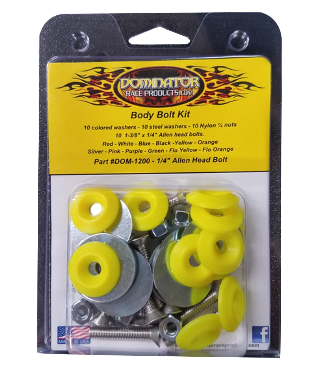 Dominator Racing Products Body Bolt Kit Flou Yellow Allen Head DOM1200-A-FLO-YE