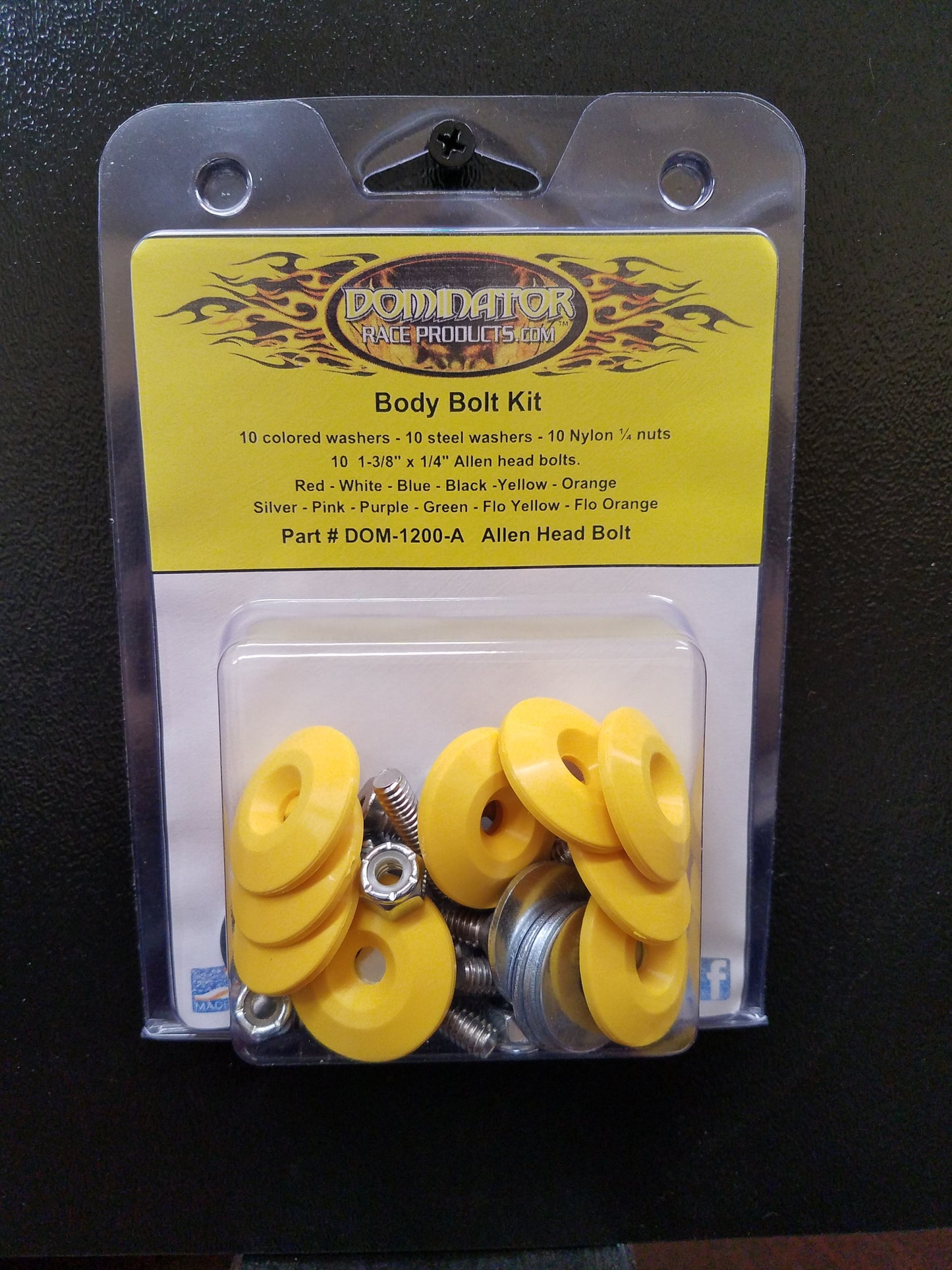 Dominator Racing Products Body Bolt Kit Yellow Allen Head DOM1200-A-YE