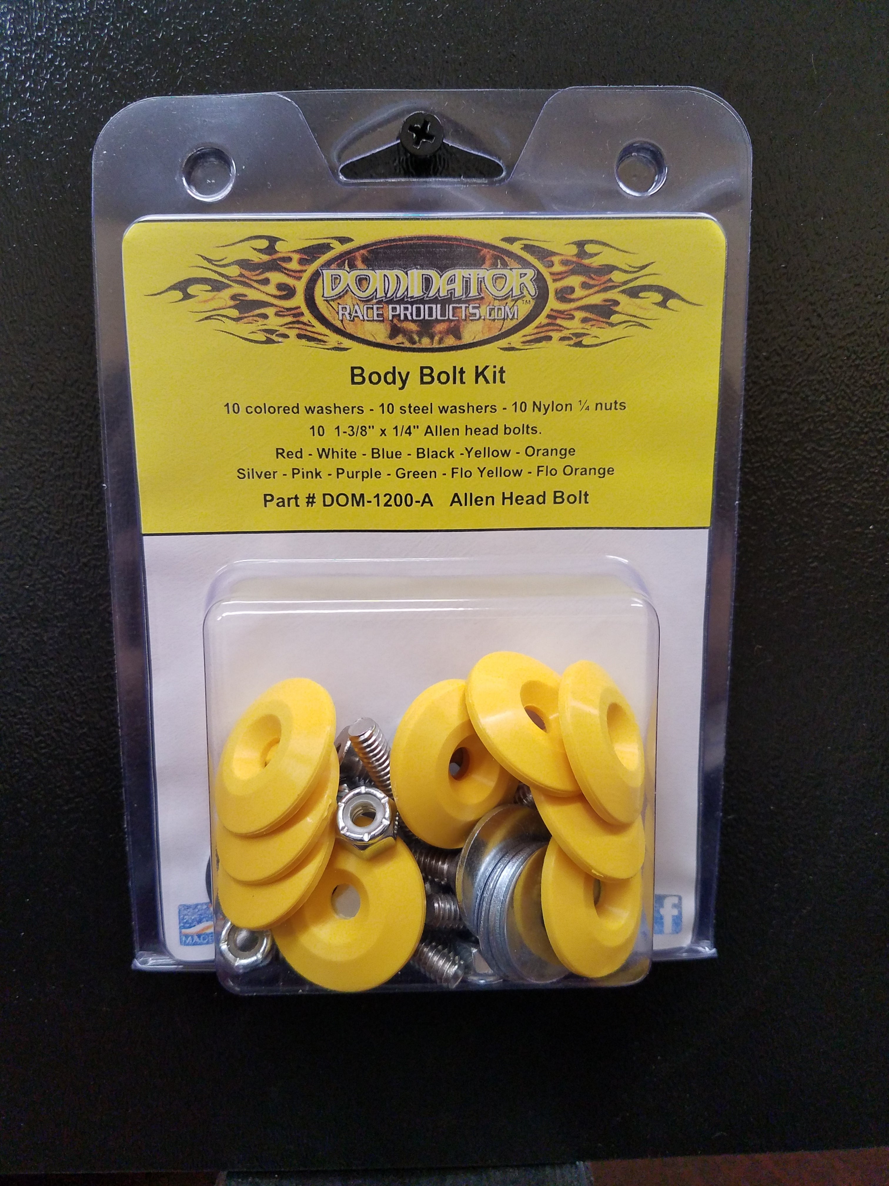 Dominator Racing Products Body Bolt Kit Yellow Allen Head DOM1200-A-YE