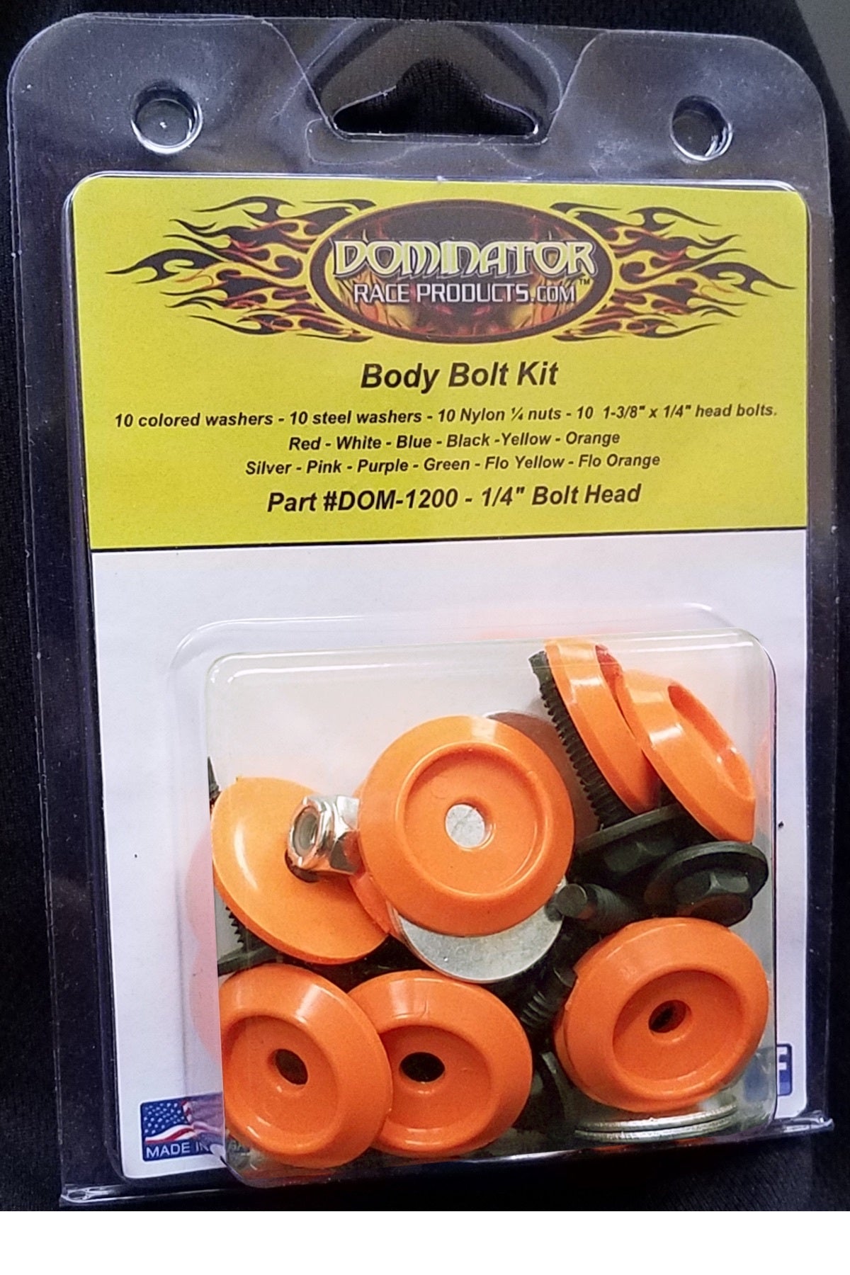 Dominator Racing Products Body Bolt Kit Orange Hex Head DOM1200-B-OR