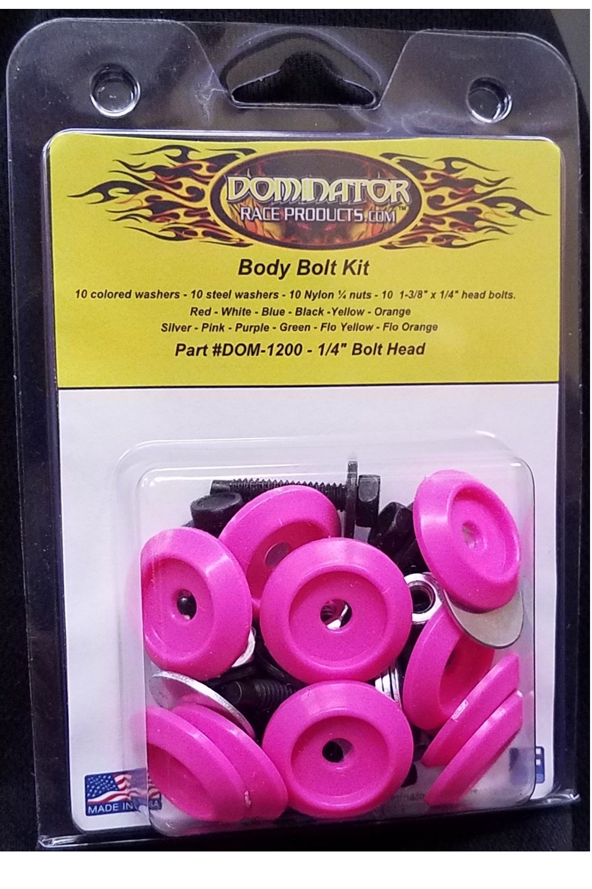 Dominator Racing Products Body Bolt Kit Pink Hex Head DOM1200-B-PK