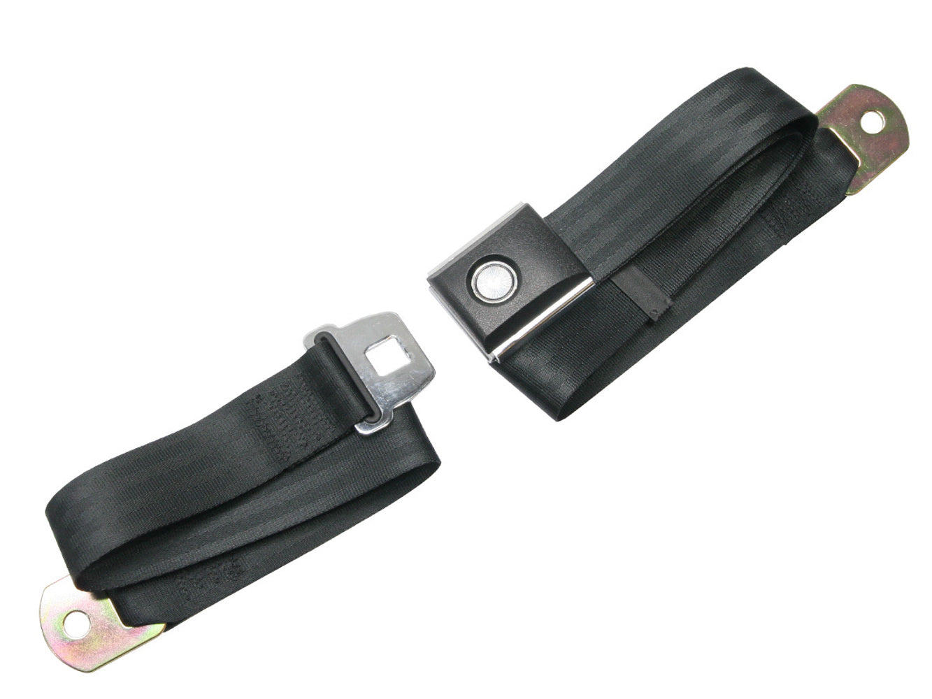 Drake Automotive Group 67-73 Mustang Seat Belts 2 Point Push Button DRASB-BK-PBSB