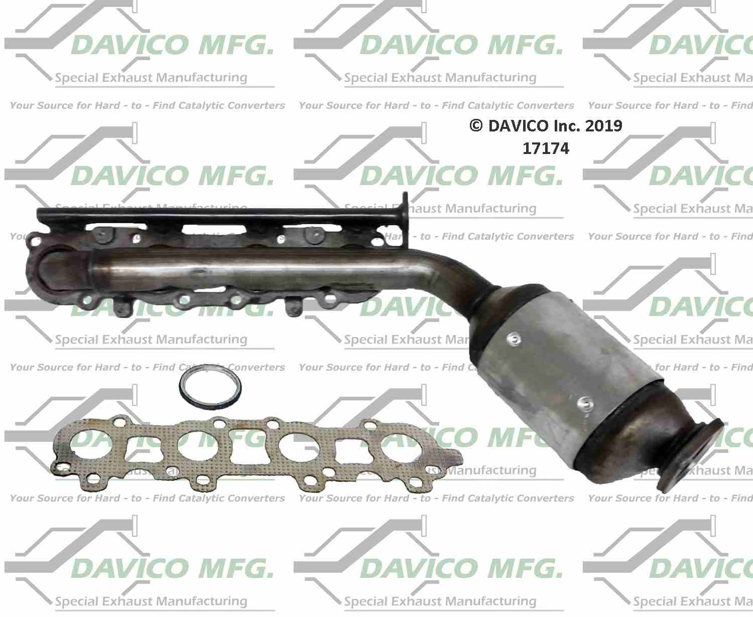 Davico Mfg Exact-Fit Catalytic Converter  top view frsport 17174