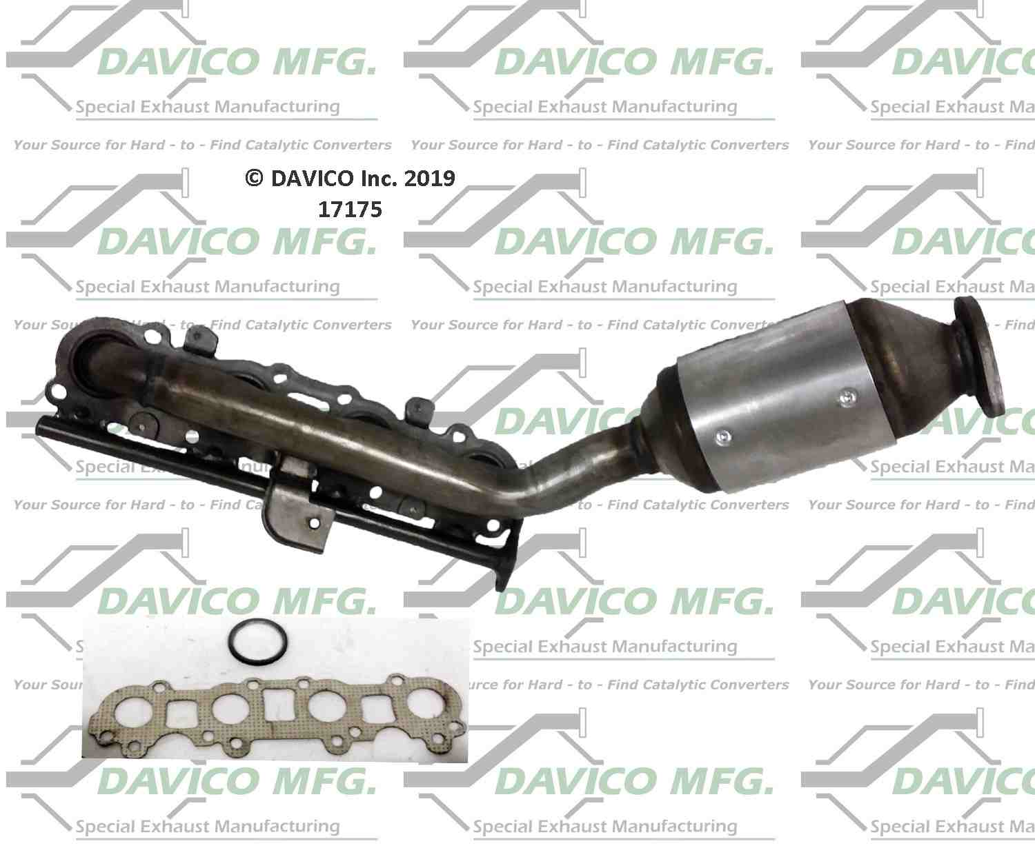 Davico Mfg Exact-Fit Catalytic Converter  top view frsport 17175