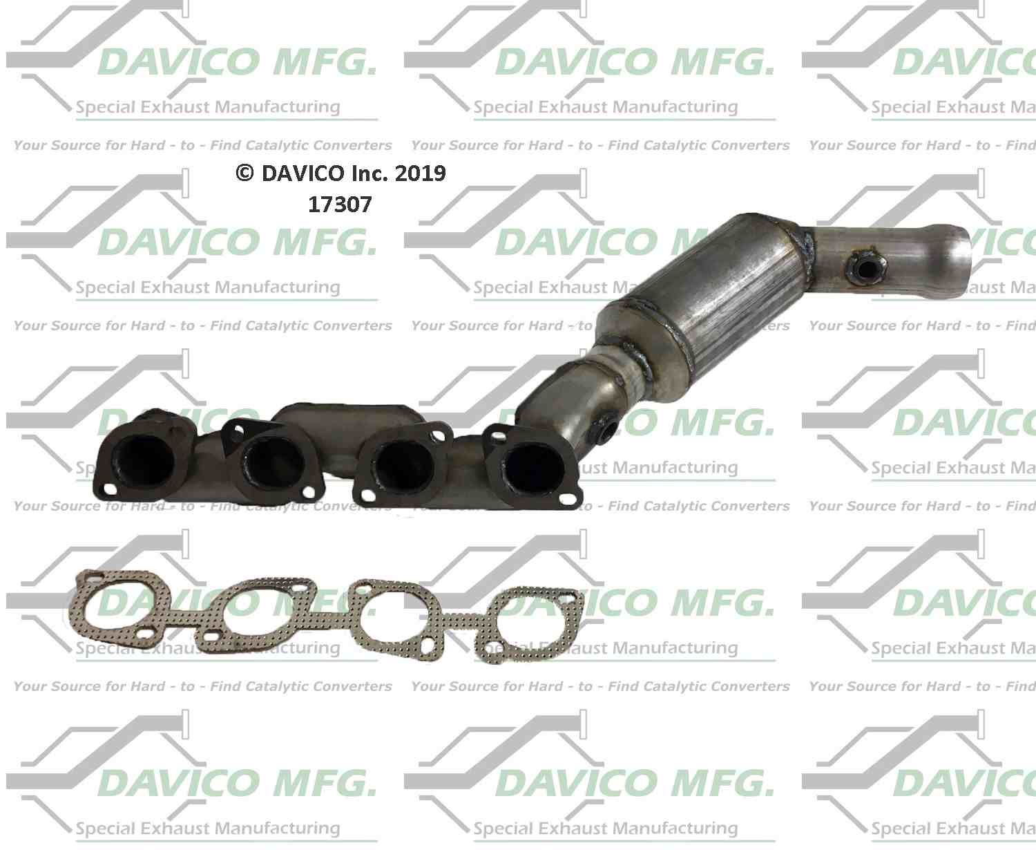 Davico Mfg Exact-Fit Catalytic Converter  top view frsport 17307