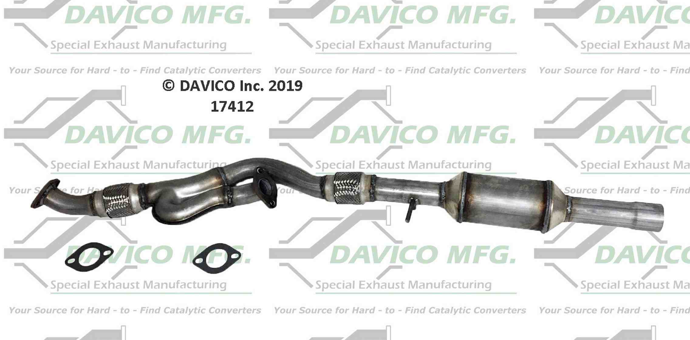 Davico Mfg Exact-Fit Catalytic Converter  top view frsport 17412