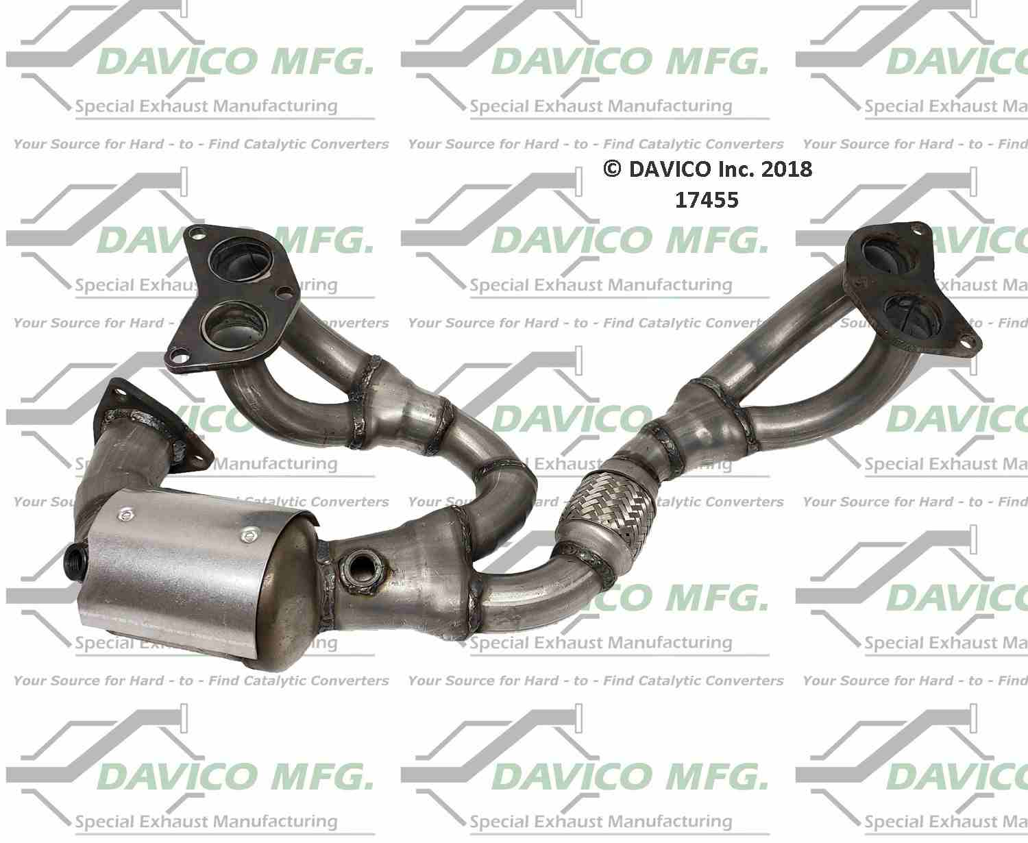 Davico Mfg Exact-Fit Catalytic Converter  top view frsport 17455