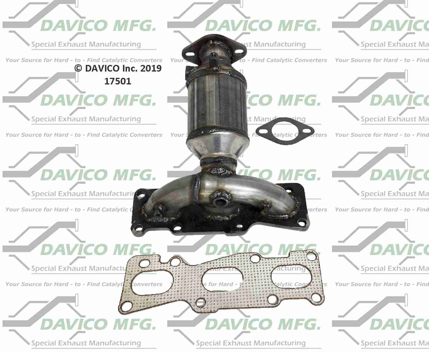 Davico Mfg Exact-Fit Catalytic Converter  top view frsport 17501