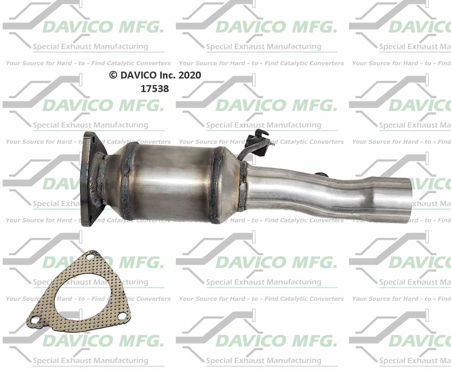 Davico Mfg Exact-Fit Catalytic Converter  top view frsport 17538