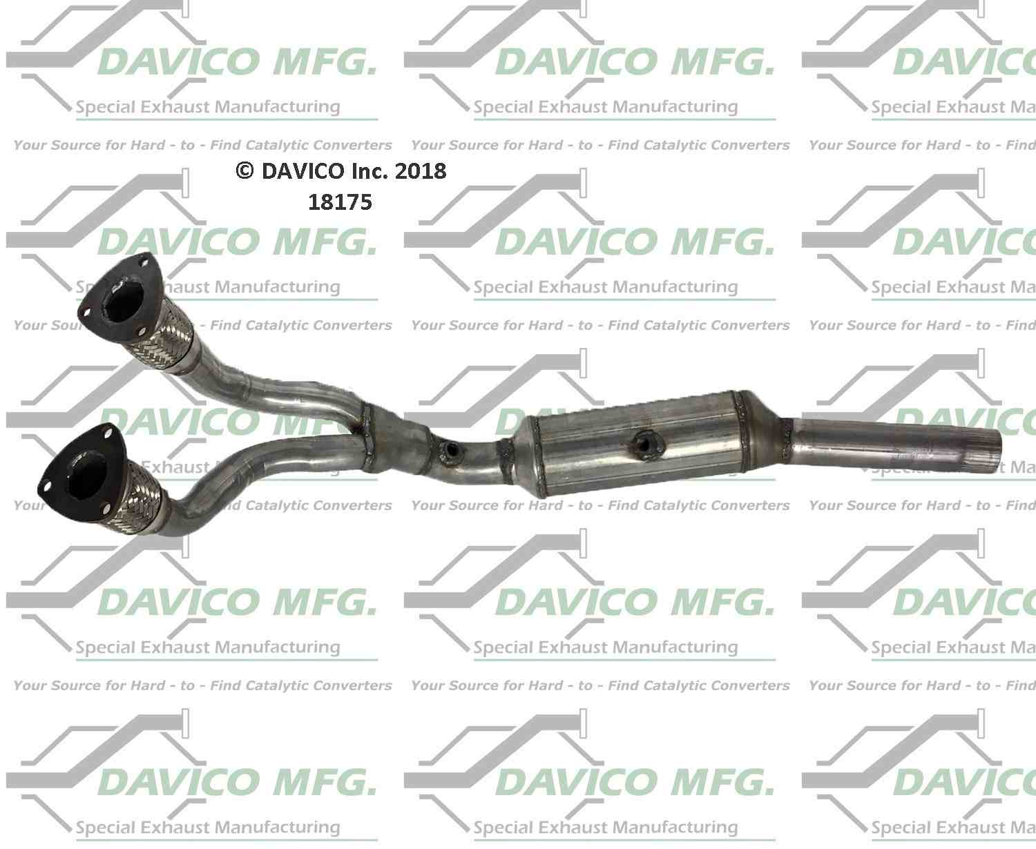 Davico Mfg Exact-Fit Catalytic Converter  top view frsport 18175