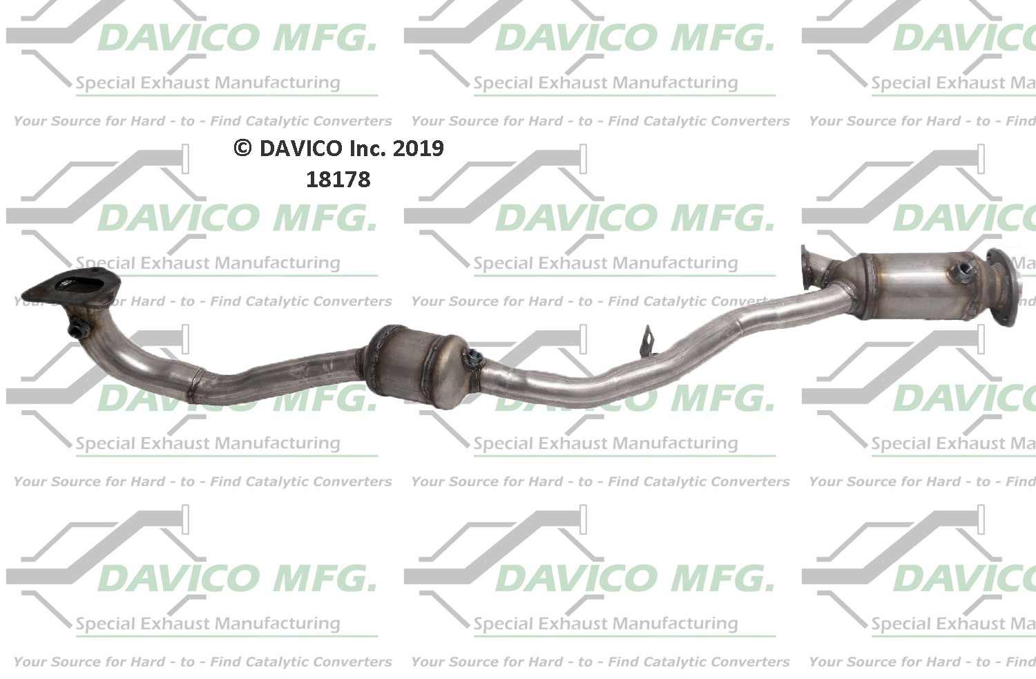 Davico Mfg Exact-Fit Catalytic Converter  top view frsport 18178