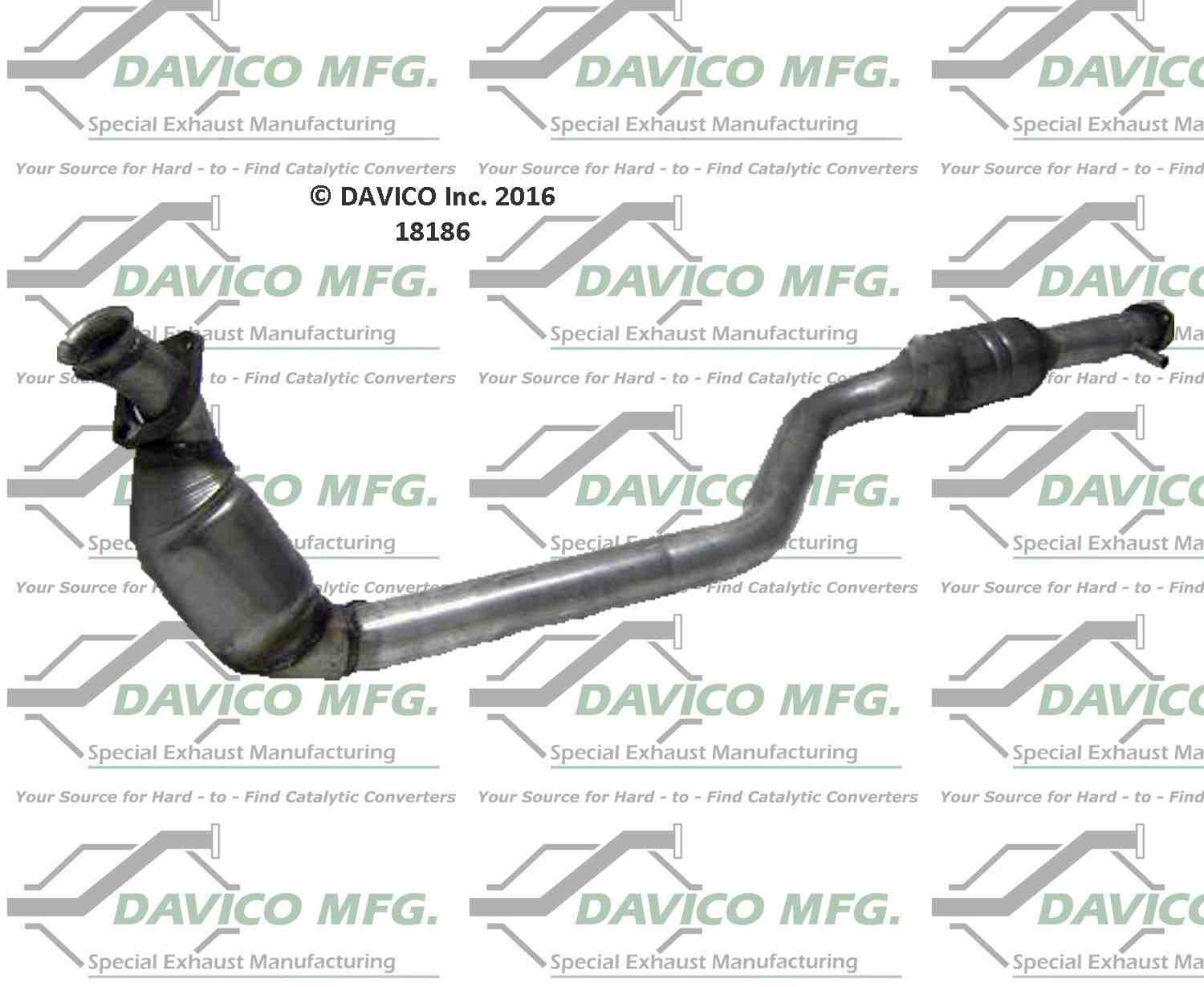 Davico Mfg Exact-Fit Catalytic Converter  top view frsport 18186