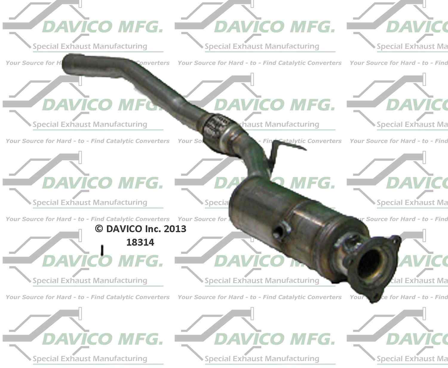 Davico Mfg Exact-Fit Catalytic Converter  top view frsport 18314