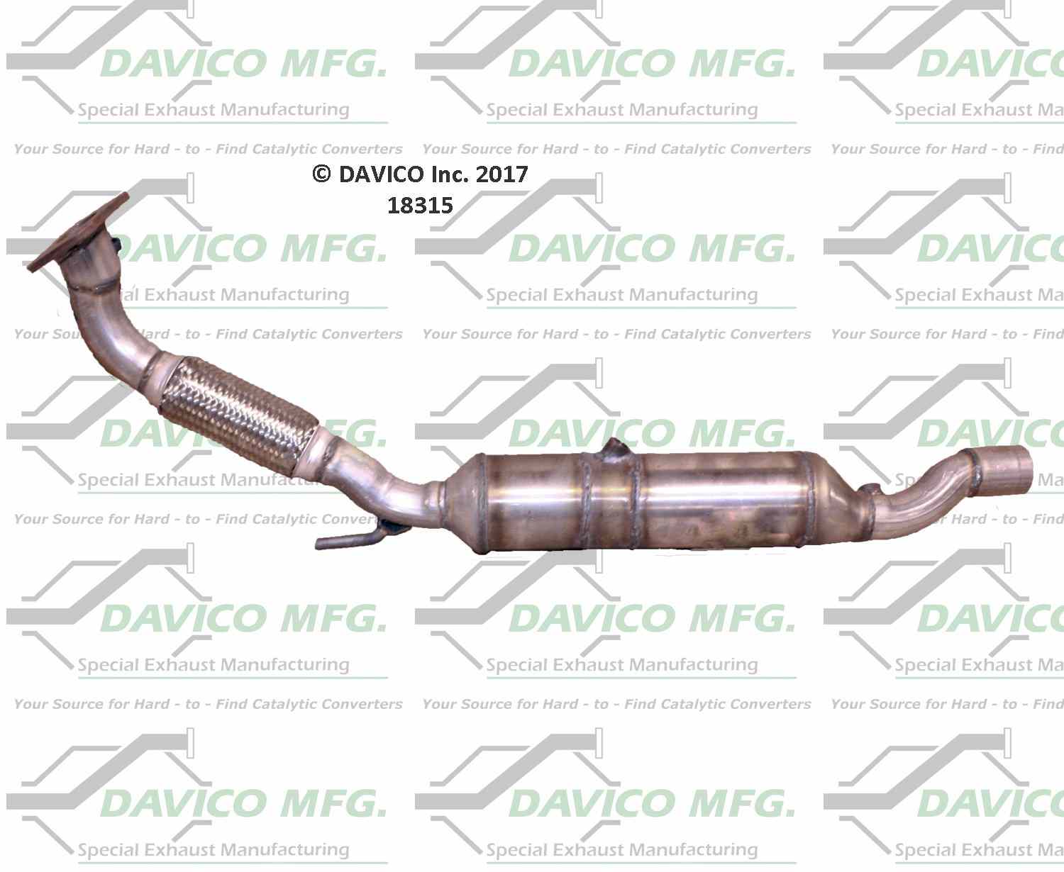 Davico Mfg Exact-Fit Catalytic Converter  top view frsport 18315