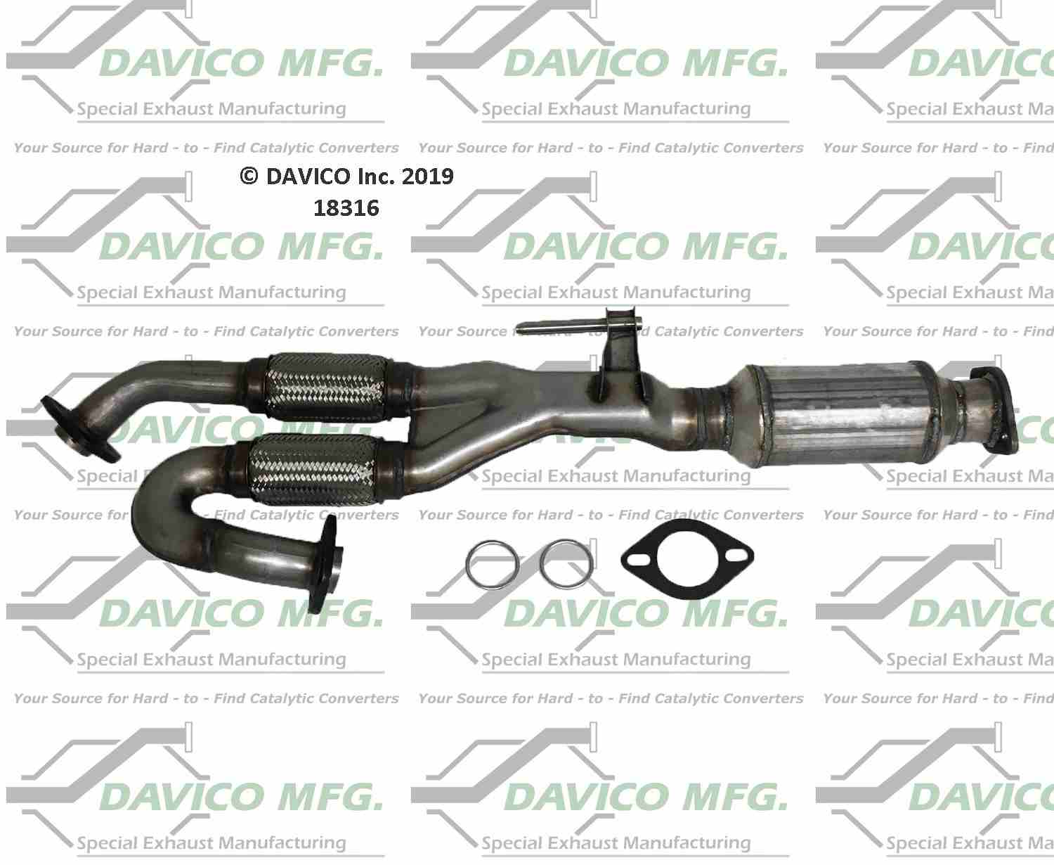 Davico Mfg Exact-Fit Catalytic Converter  top view frsport 18316