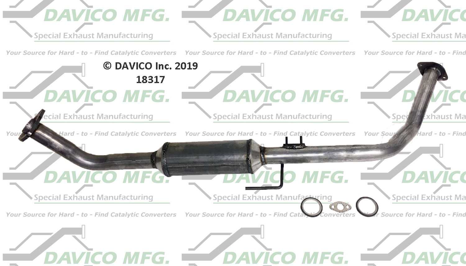 Davico Mfg Exact-Fit Catalytic Converter  top view frsport 18317