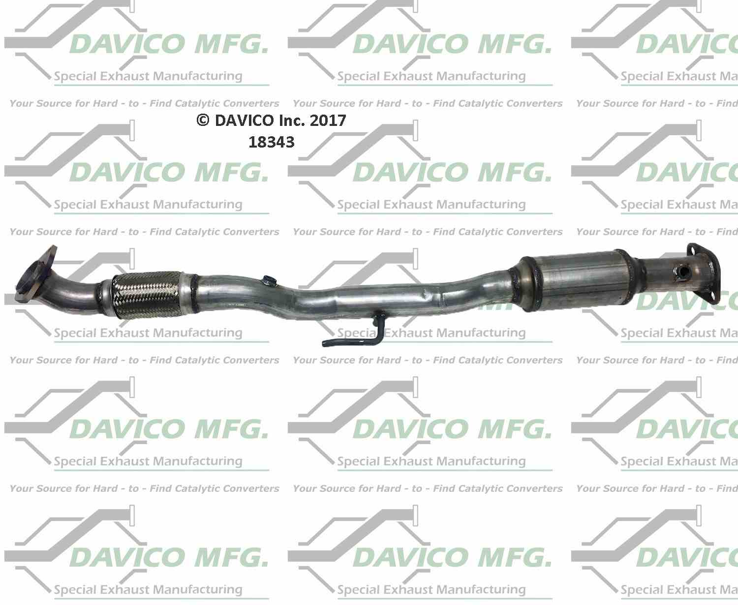 Davico Mfg Exact-Fit Catalytic Converter  top view frsport 18343