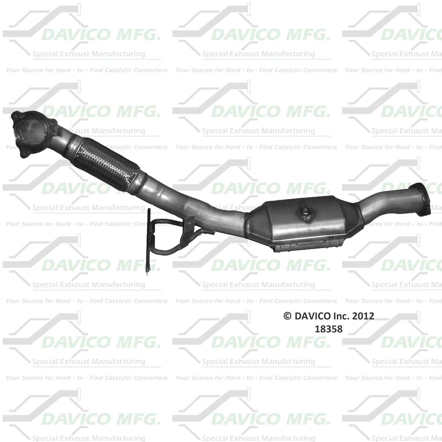 Davico Mfg Exact-Fit Catalytic Converter  top view frsport 18358