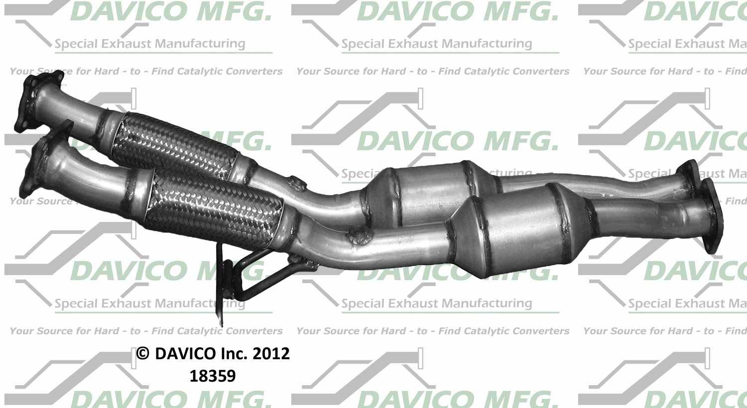 Davico Mfg Exact-Fit Catalytic Converter  top view frsport 18359