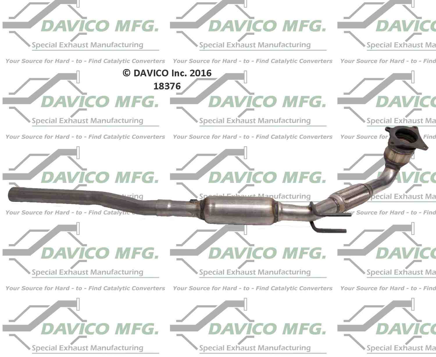 Davico Mfg Exact-Fit Catalytic Converter  top view frsport 18376