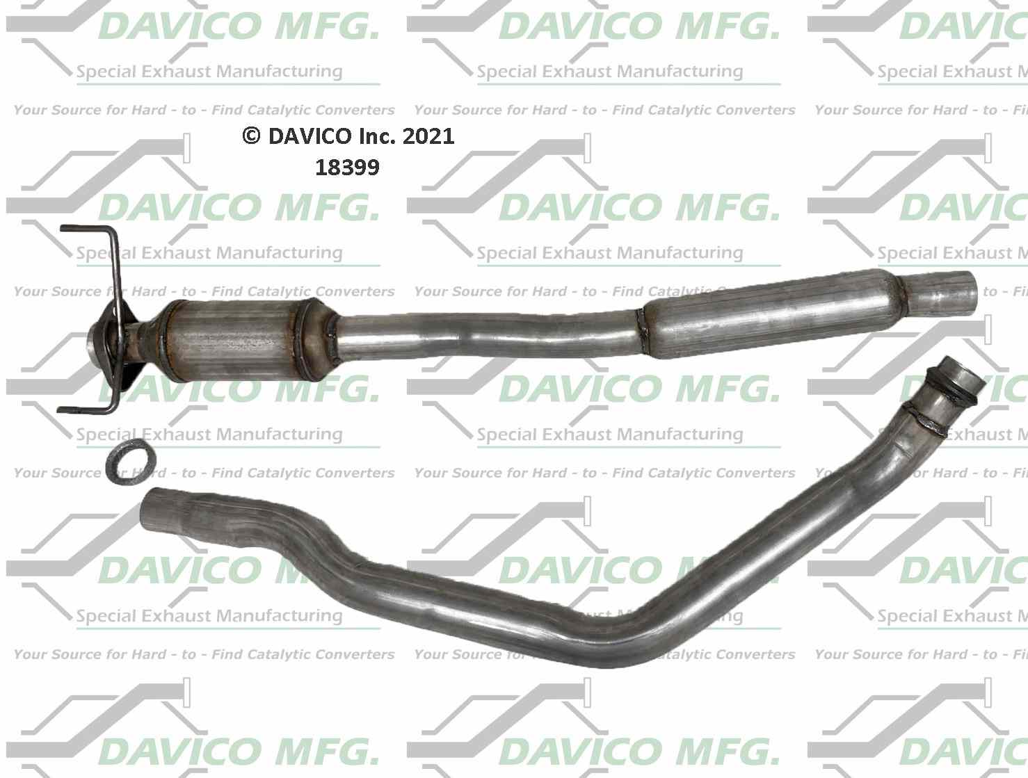 Davico Mfg Exact-Fit Catalytic Converter  top view frsport 18399