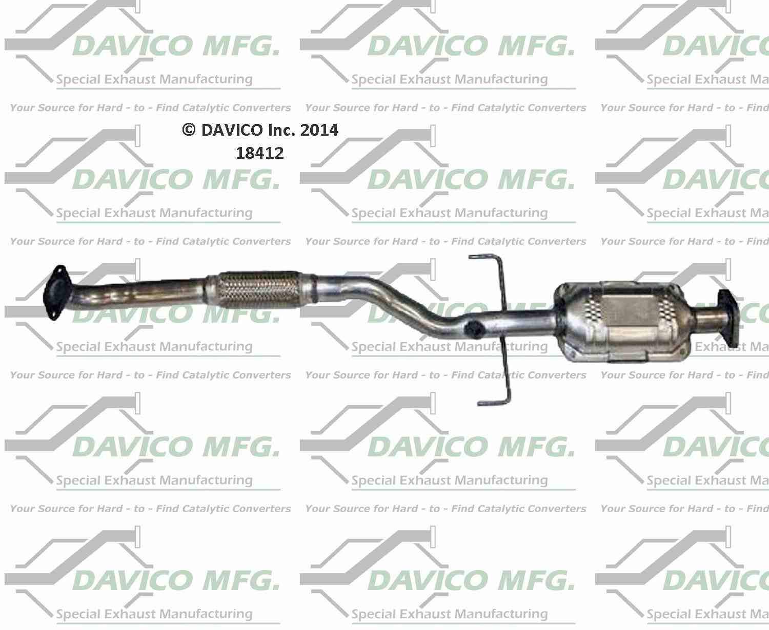 Davico Mfg Exact-Fit Catalytic Converter  top view frsport 18412