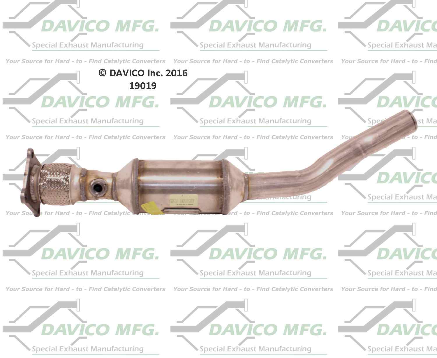 Davico Mfg Exact-Fit Catalytic Converter  top view frsport 19019