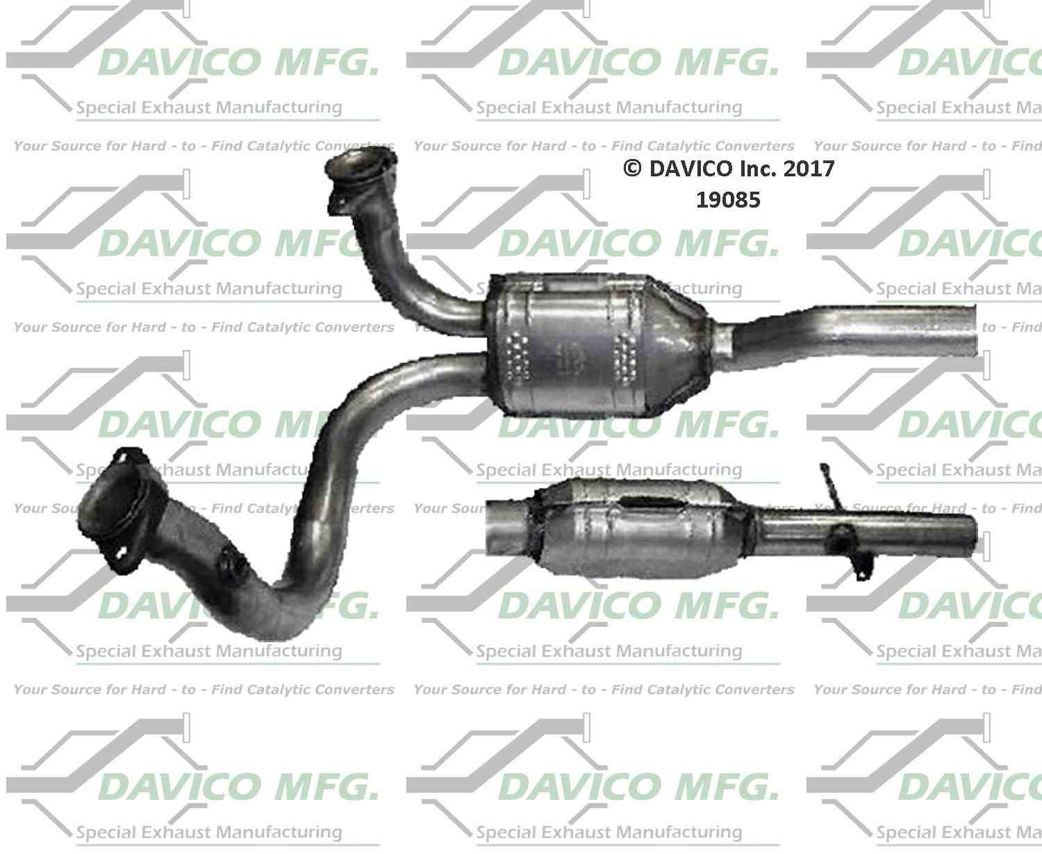 Davico Mfg Exact-Fit Catalytic Converter  top view frsport 19085