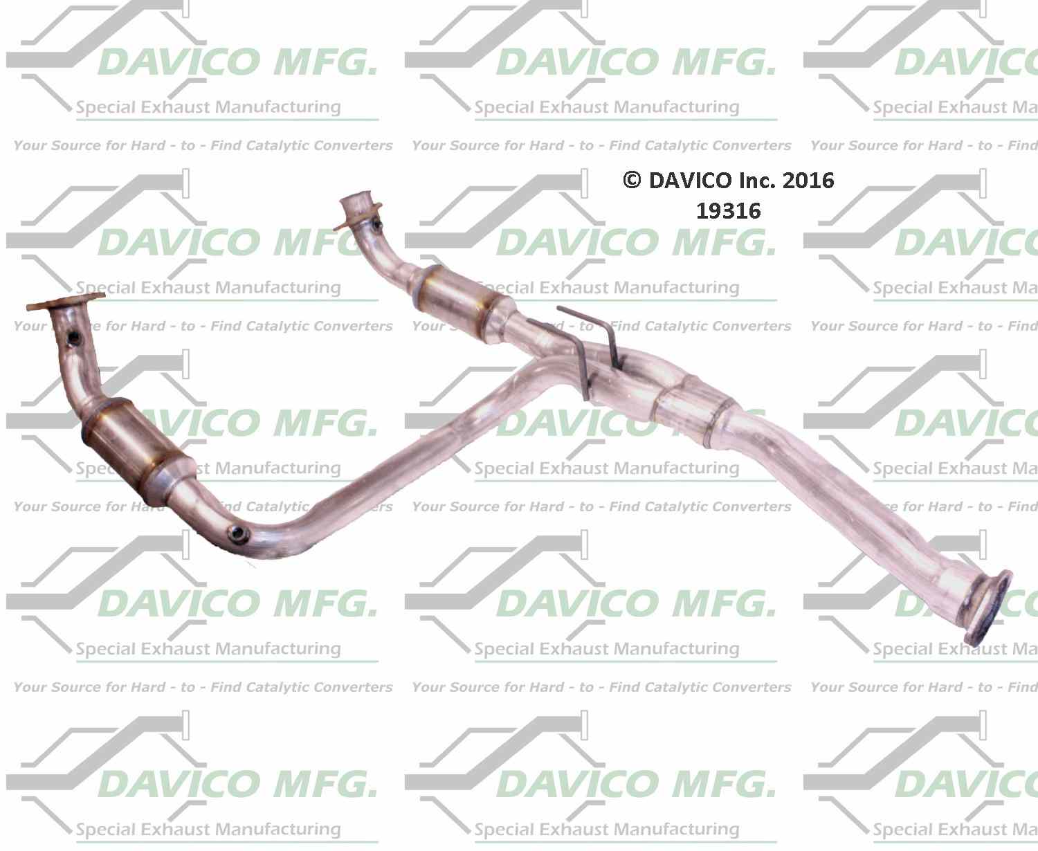 Davico Mfg Exact-Fit Catalytic Converter  top view frsport 19316