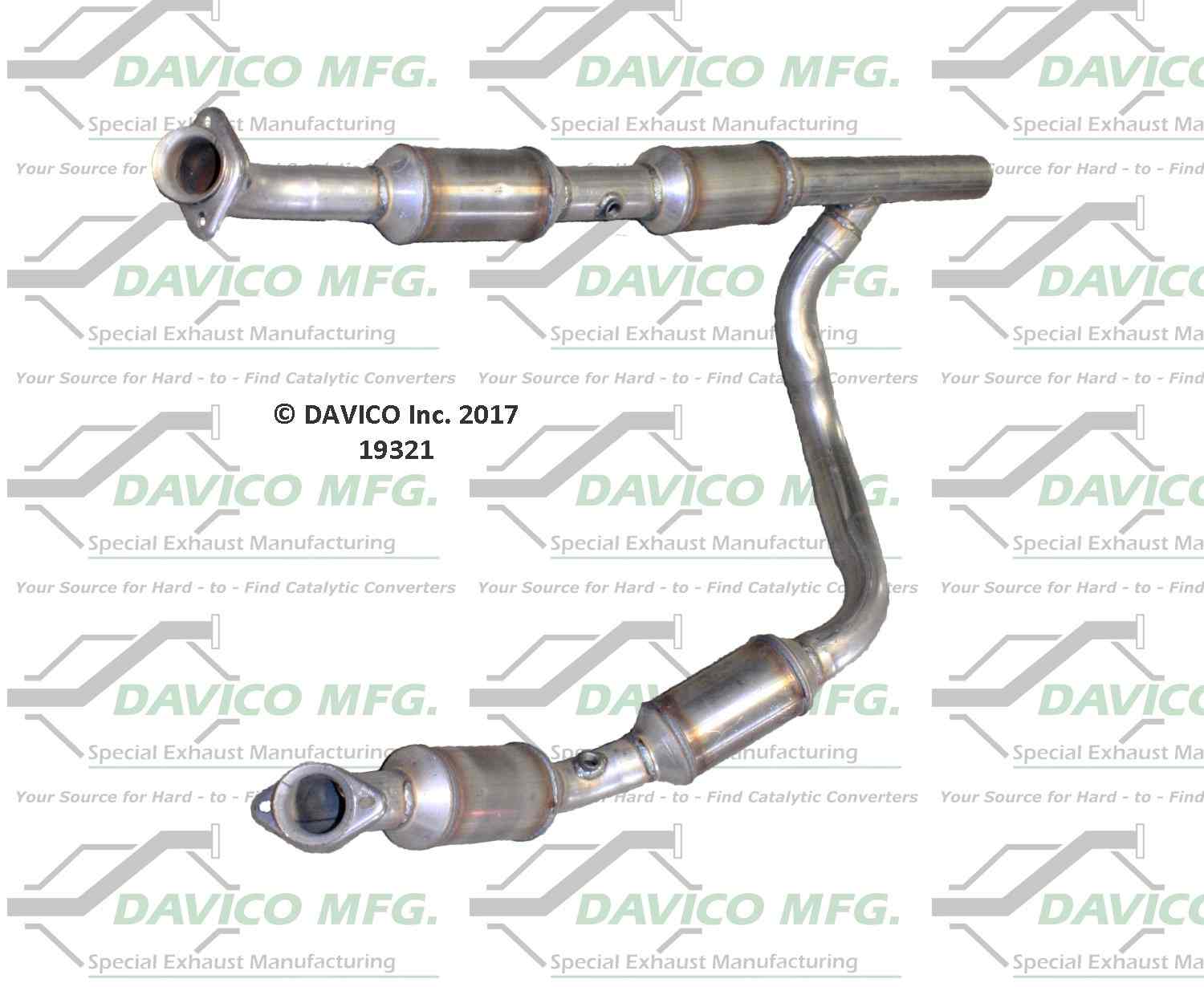 Davico Mfg Exact-Fit Catalytic Converter  top view frsport 19321