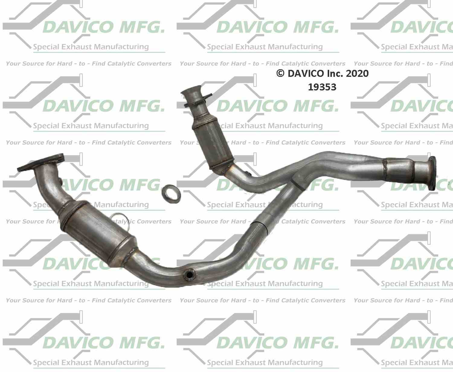 Davico Mfg Exact-Fit Catalytic Converter  top view frsport 19353