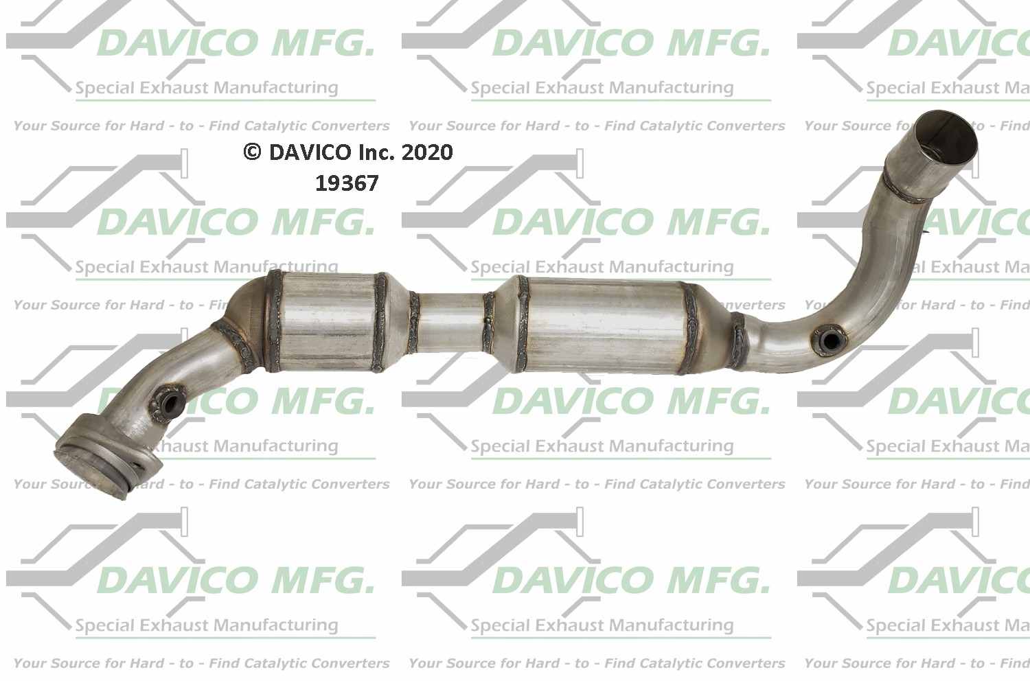 Davico Mfg Exact-Fit Catalytic Converter  top view frsport 19367