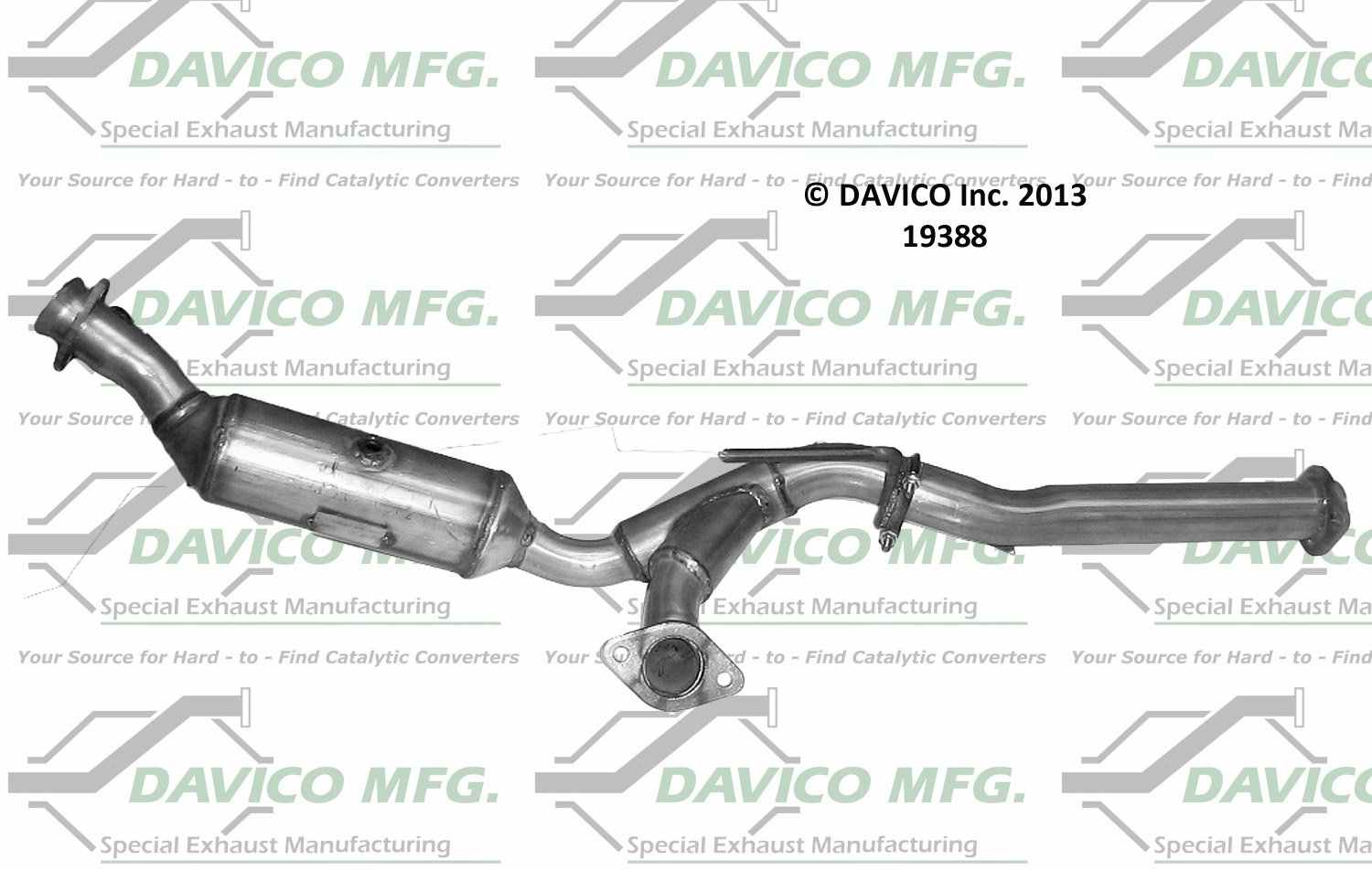 Davico Mfg Exact-Fit Catalytic Converter  top view frsport 19388