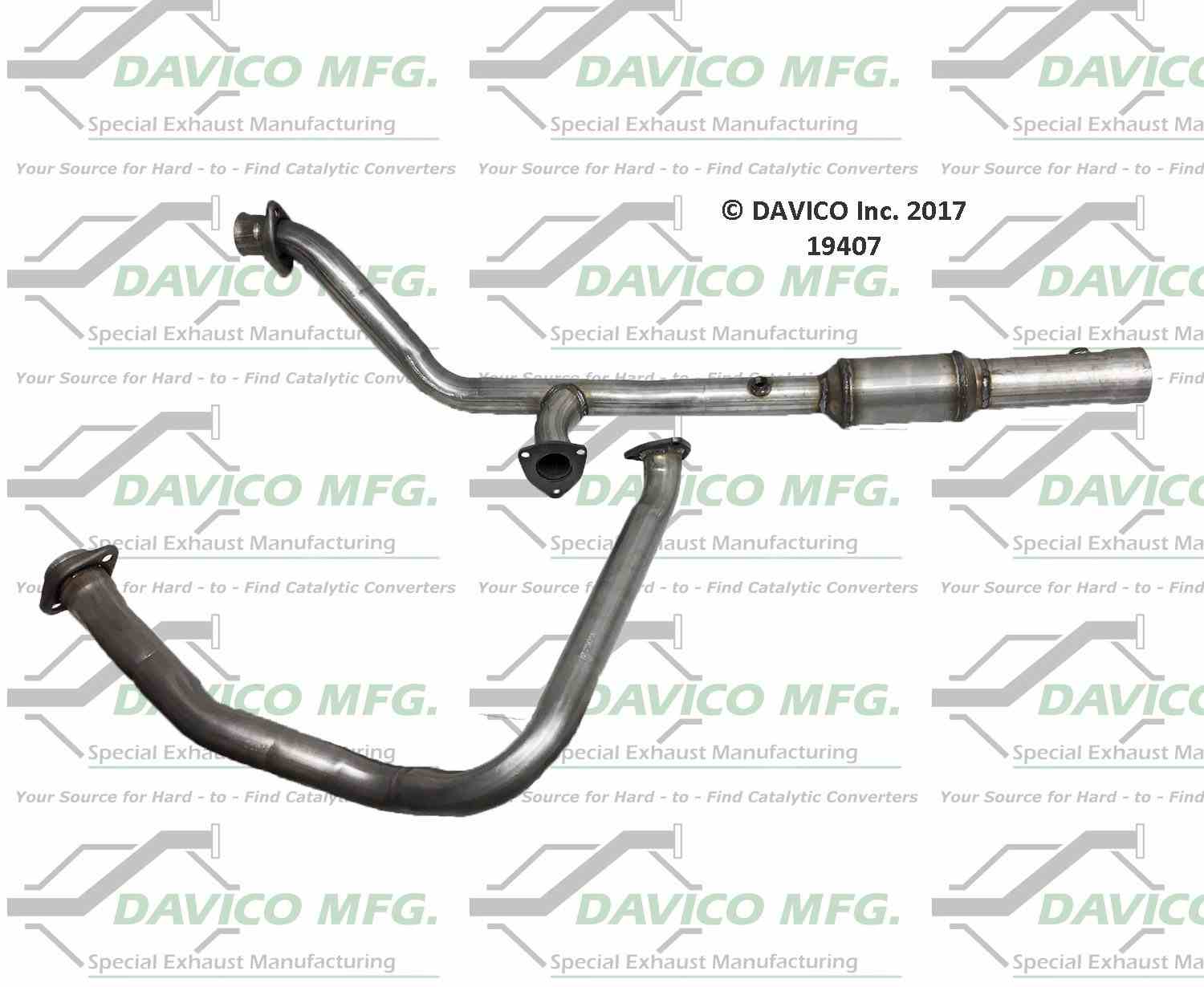 Davico Mfg Exact-Fit Catalytic Converter  top view frsport 19407