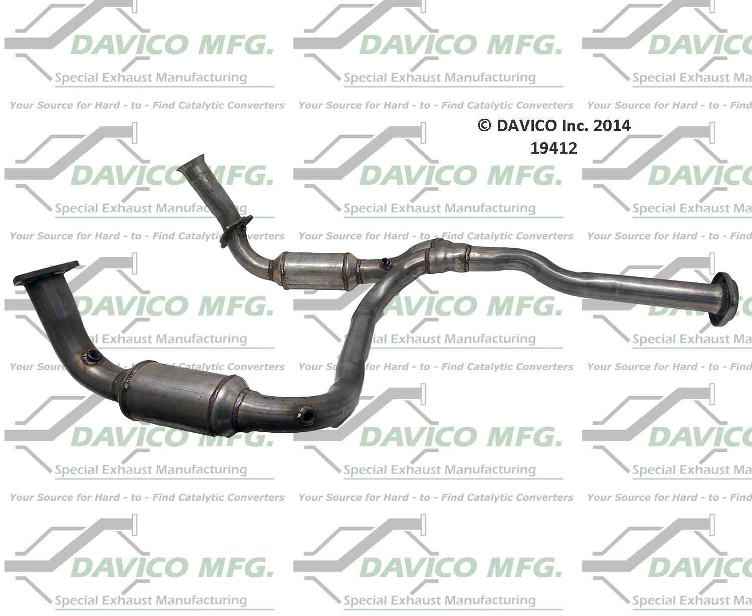 Davico Mfg Exact-Fit Catalytic Converter  top view frsport 19412