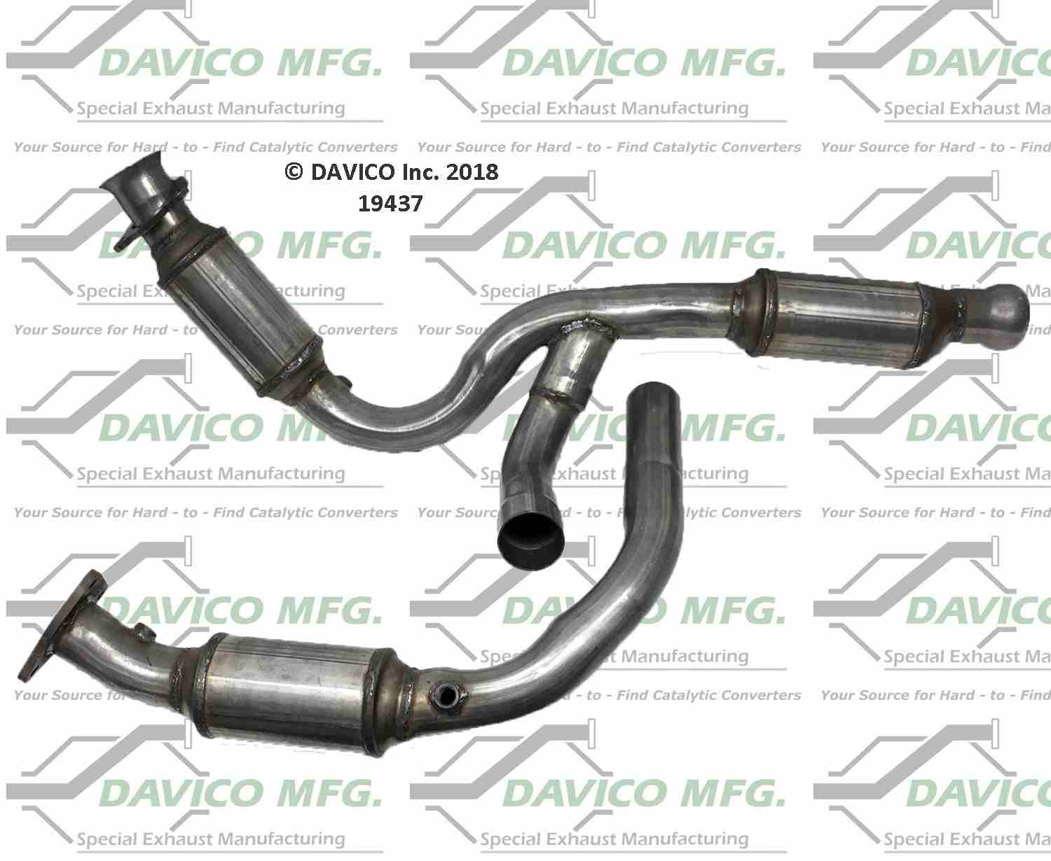 Davico Mfg Exact-Fit Catalytic Converter  top view frsport 19437