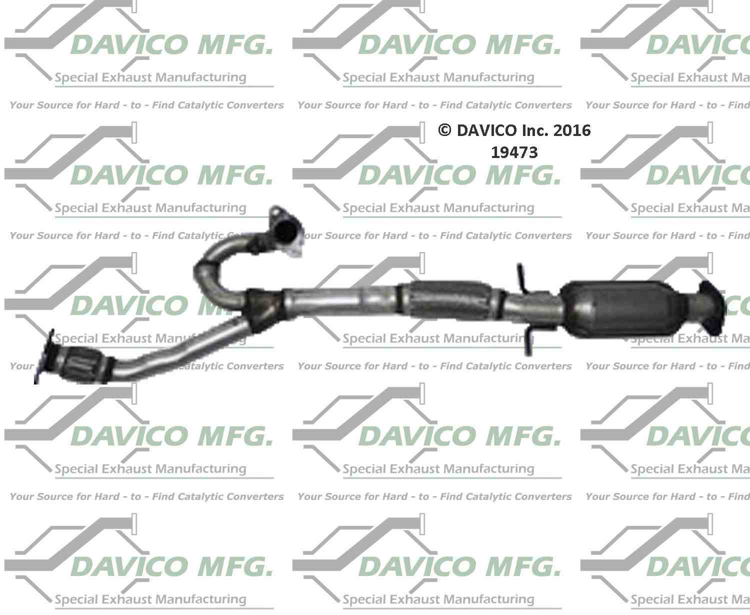 Davico Mfg Exact-Fit Catalytic Converter  top view frsport 19473