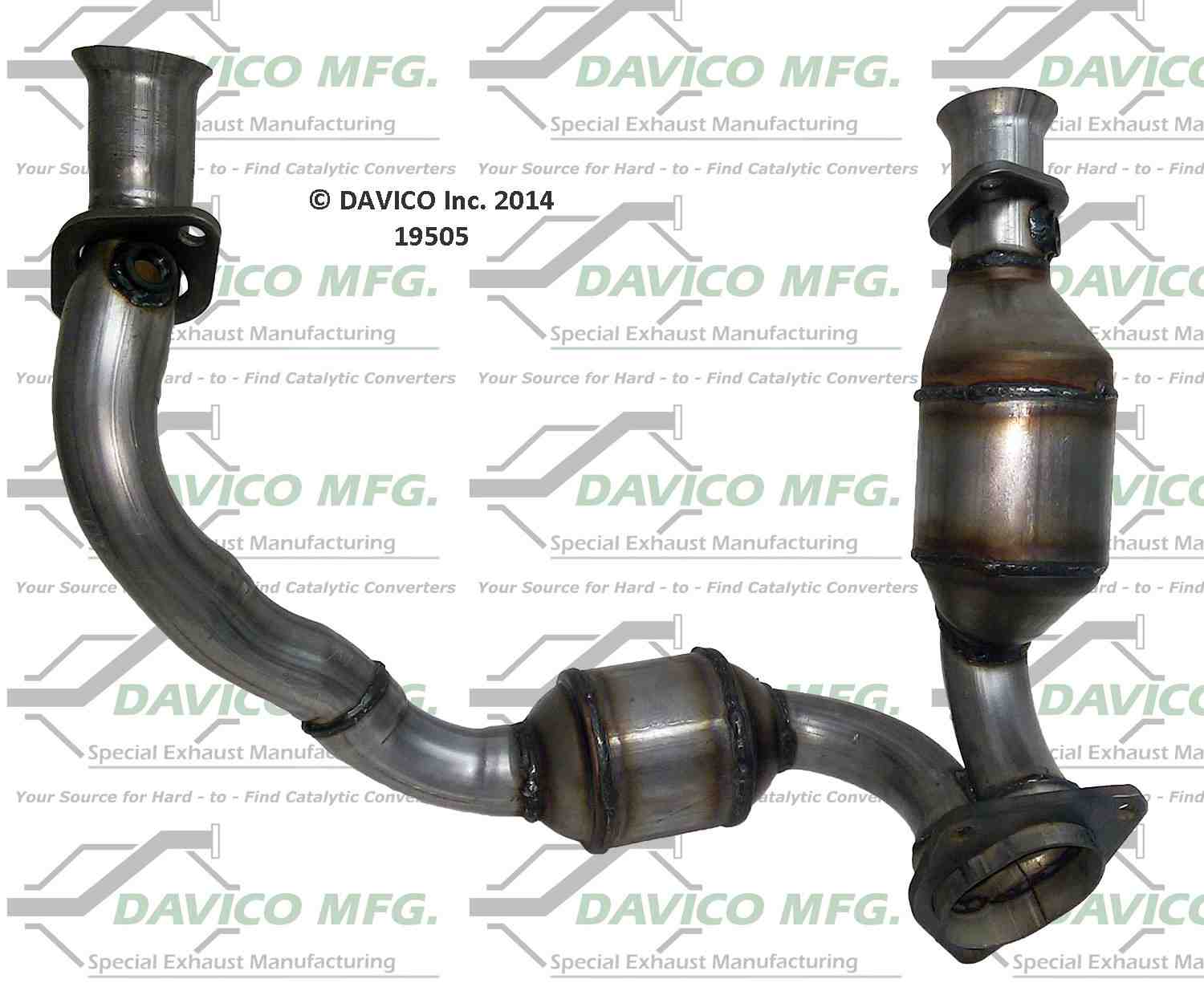 Davico Mfg Exact-Fit Catalytic Converter  top view frsport 19505