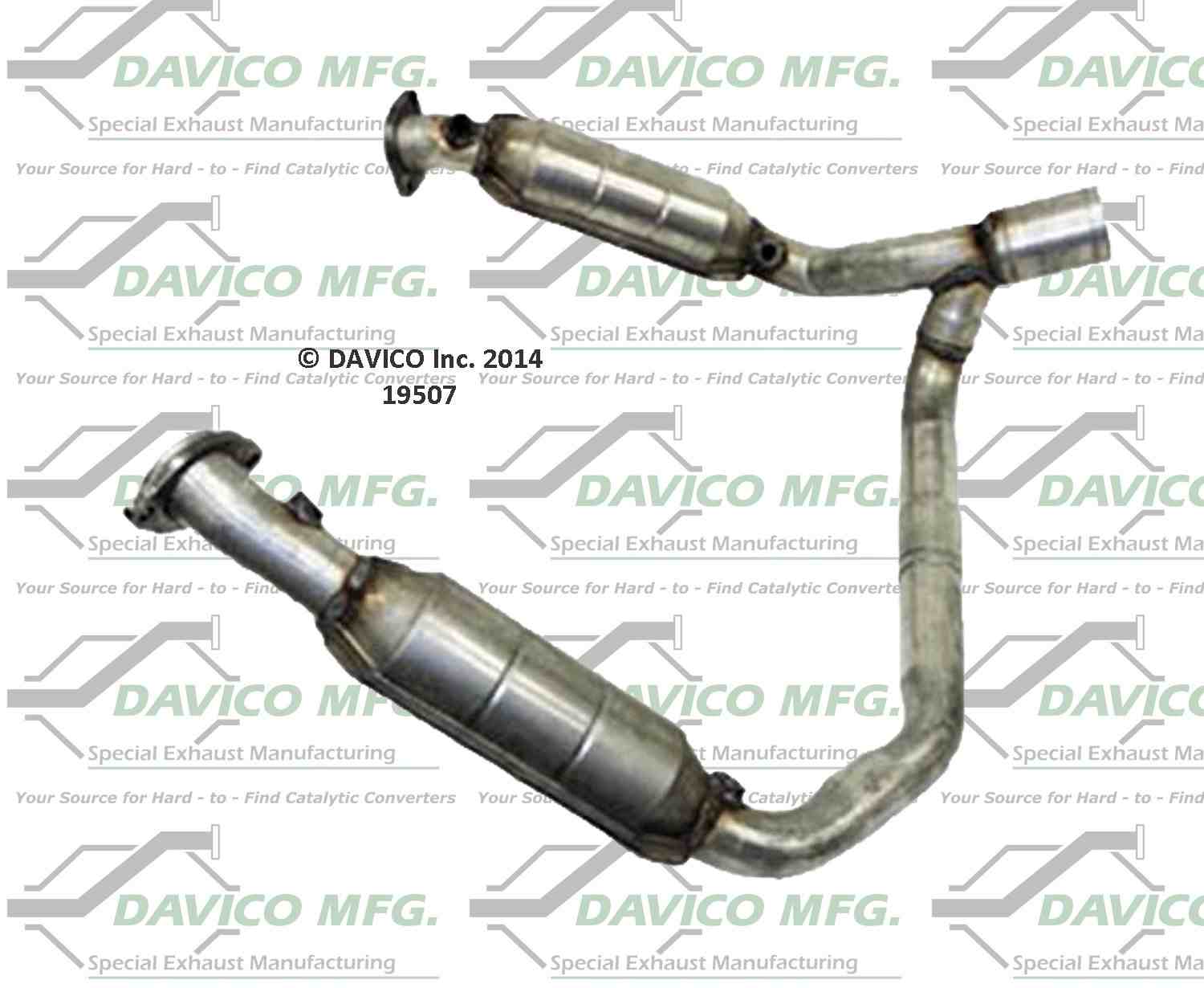 Davico Mfg Exact-Fit Catalytic Converter  top view frsport 19507