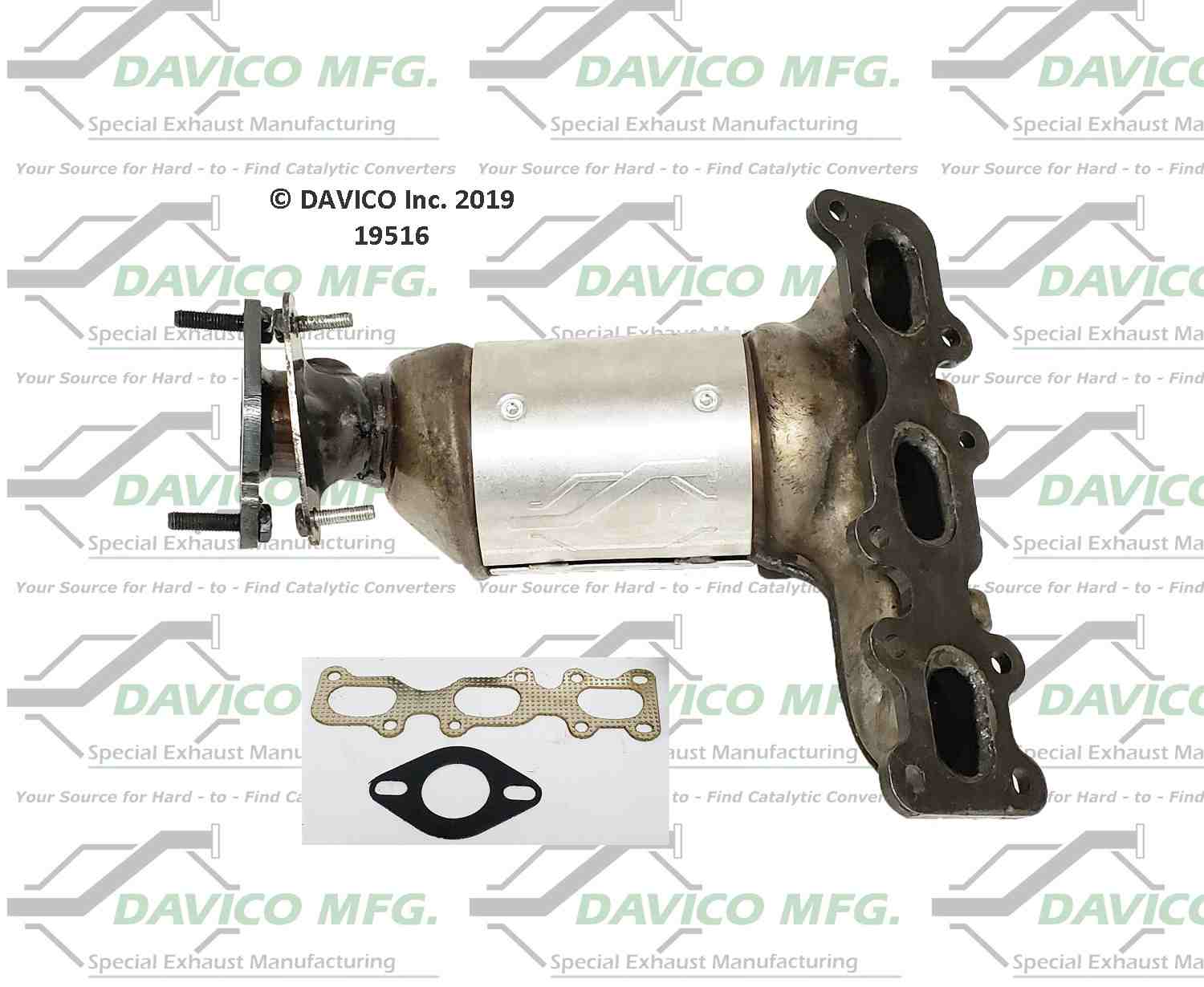 Davico Mfg Exact-Fit Catalytic Converter  top view frsport 19516