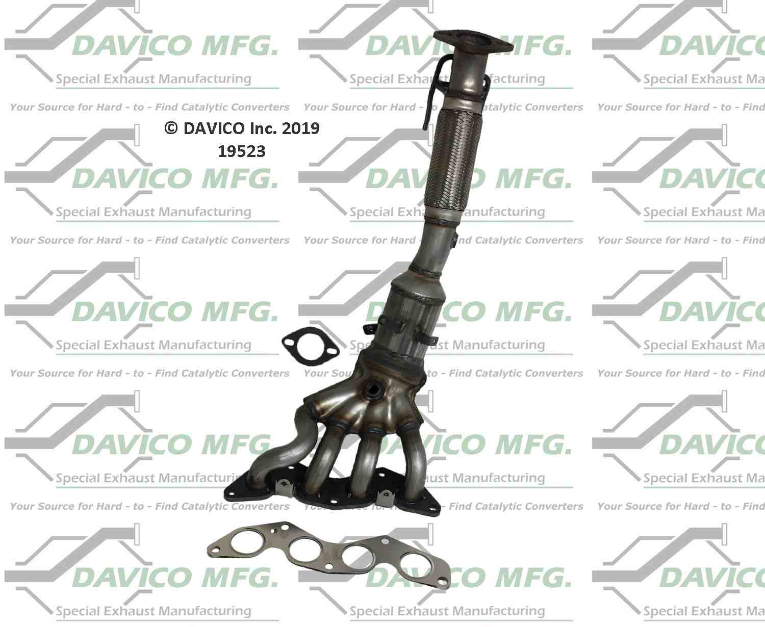 Davico Mfg Exact-Fit Catalytic Converter  top view frsport 19523