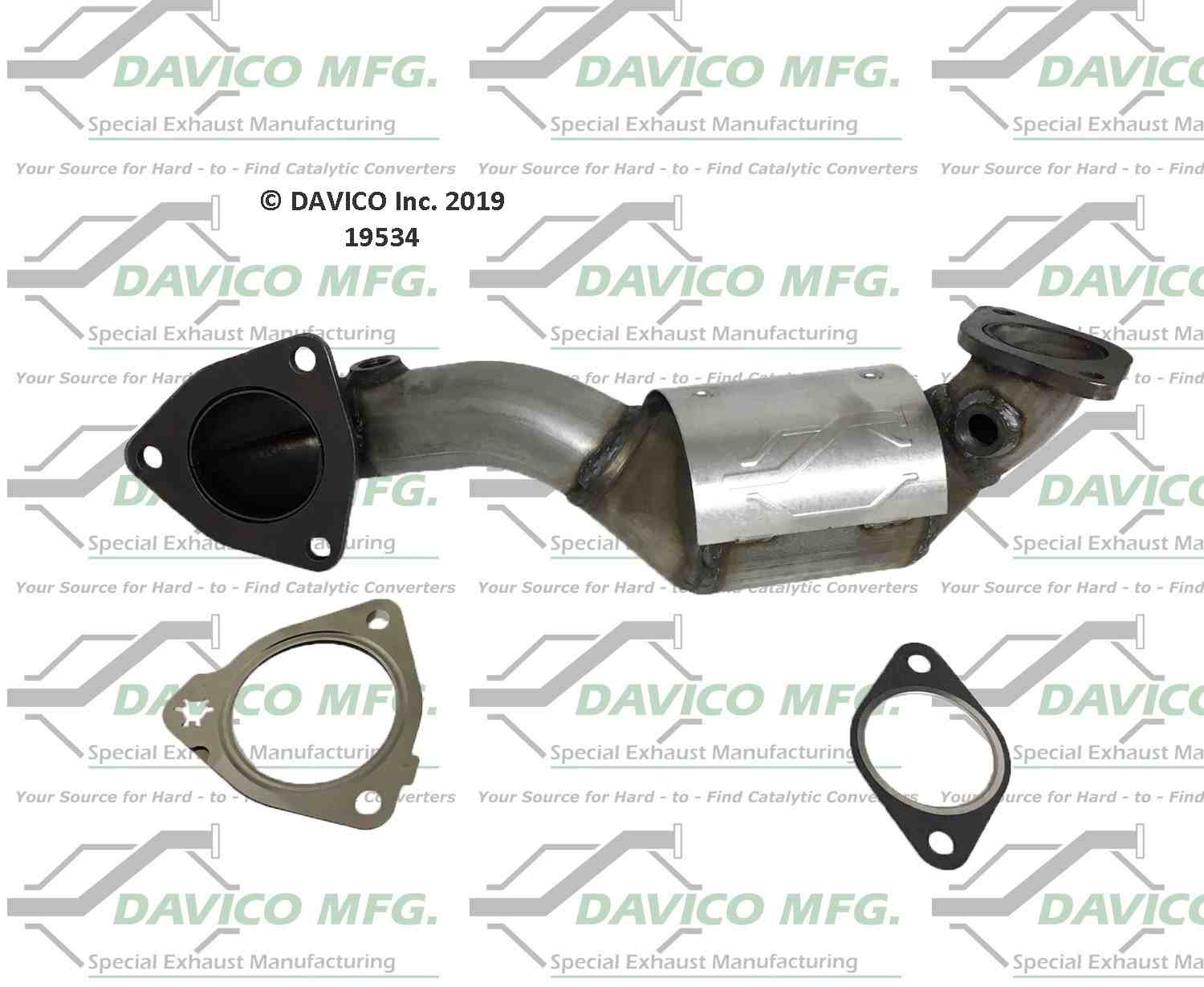 Davico Mfg Exact-Fit Catalytic Converter  top view frsport 19534