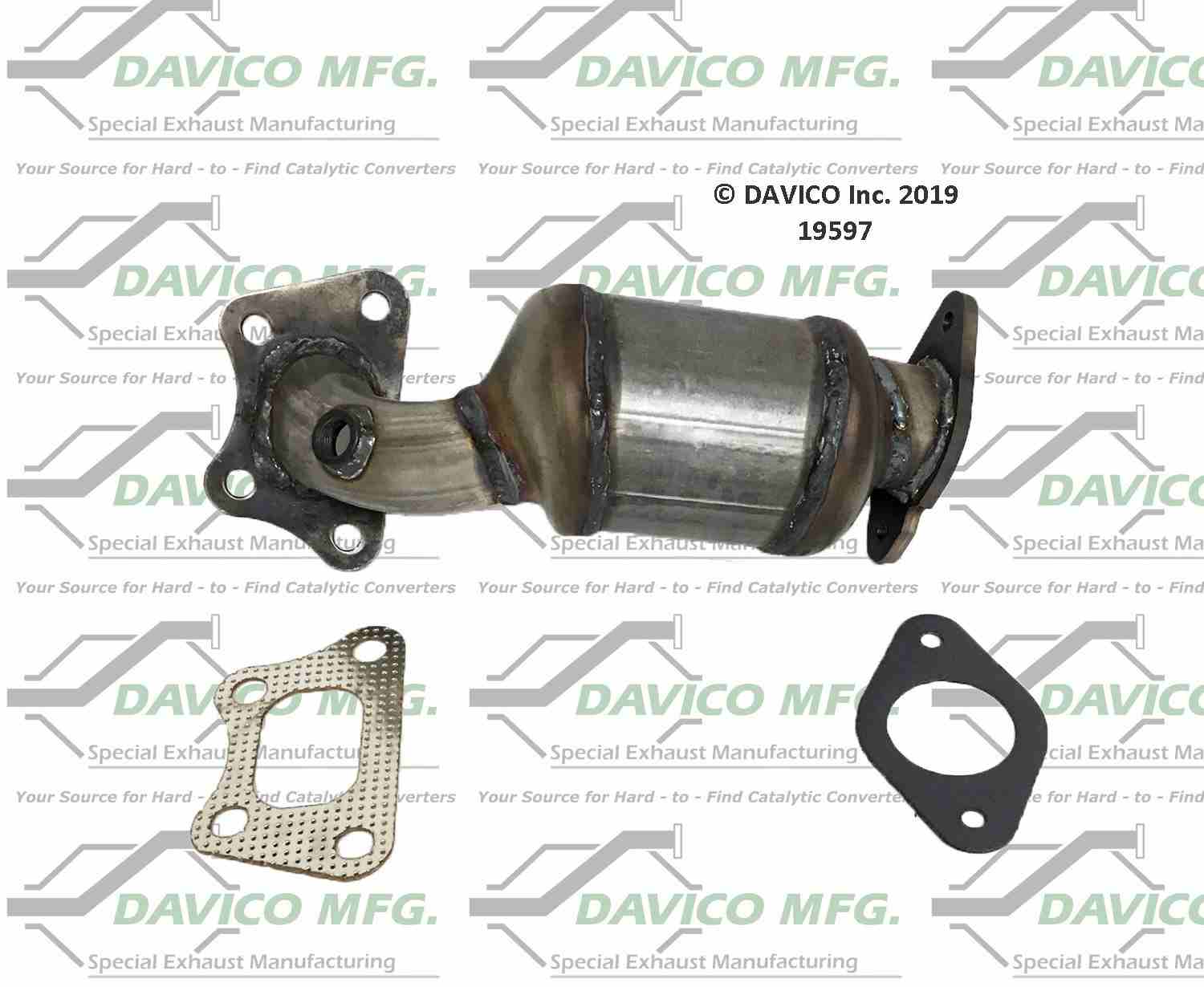 Davico Mfg Exact-Fit Catalytic Converter  top view frsport 19597