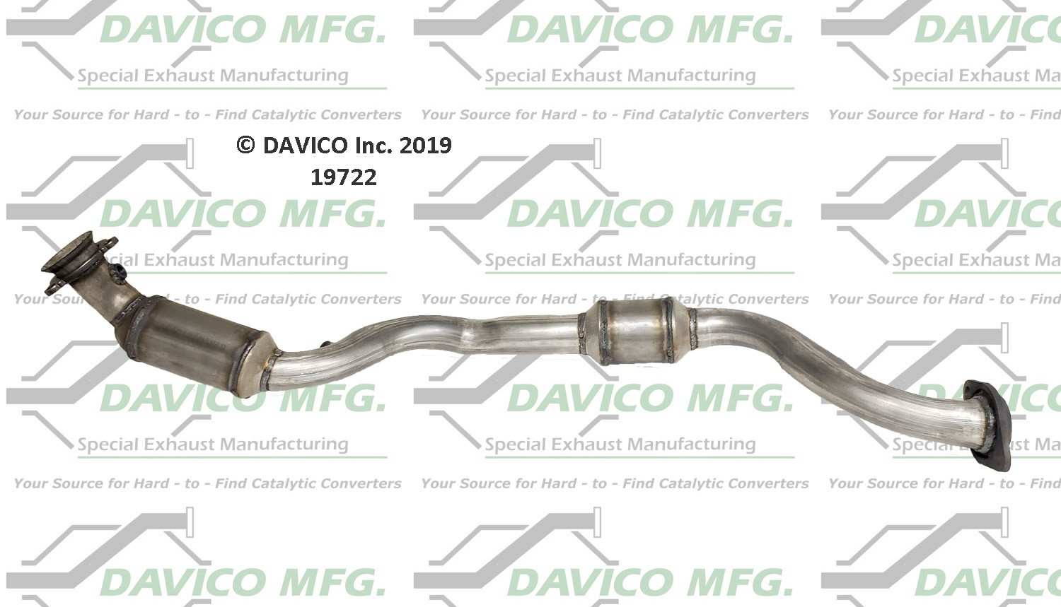 Davico Mfg Exact-Fit Catalytic Converter  top view frsport 19722