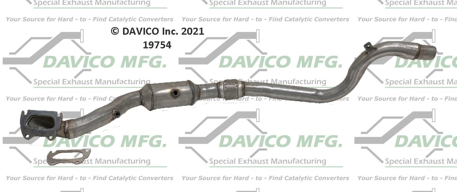 Davico Mfg Exact-Fit Catalytic Converter  top view frsport 19754