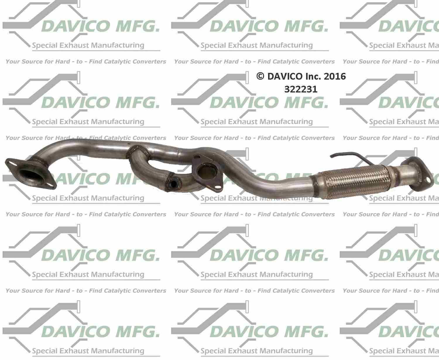 Davico Mfg Exact-Fit Exhaust Pipe  top view frsport 322231