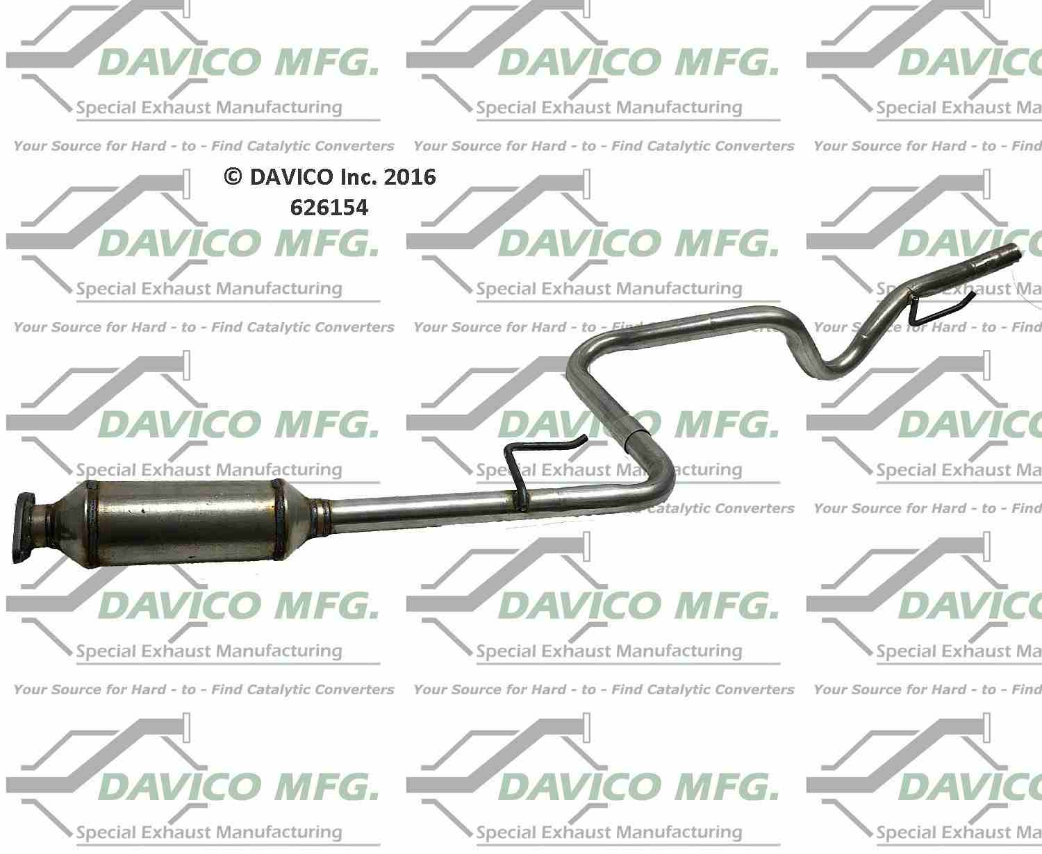 Davico Mfg Exact-Fit Exhaust Pipe  top view frsport 626154