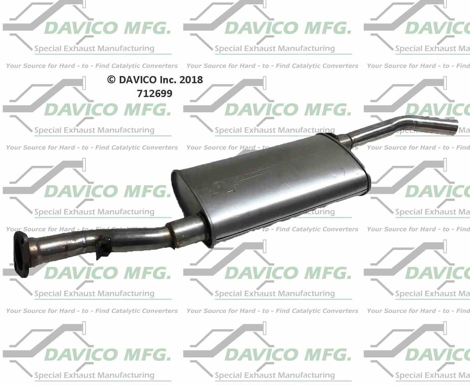 Davico Mfg Direct fit Muffler  top view frsport 712699