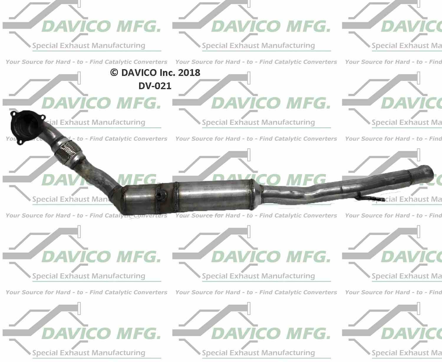 Davico Mfg Exact-Fit Catalytic Converter  top view frsport DV-021