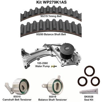 dayco engine timing belt kit with water pump  frsport wp279k1as